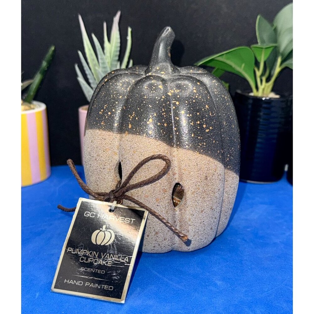 GC Harvest Pumpkin Vanilla Cupcake Scented Hand-Painted Decorative Pumpkin